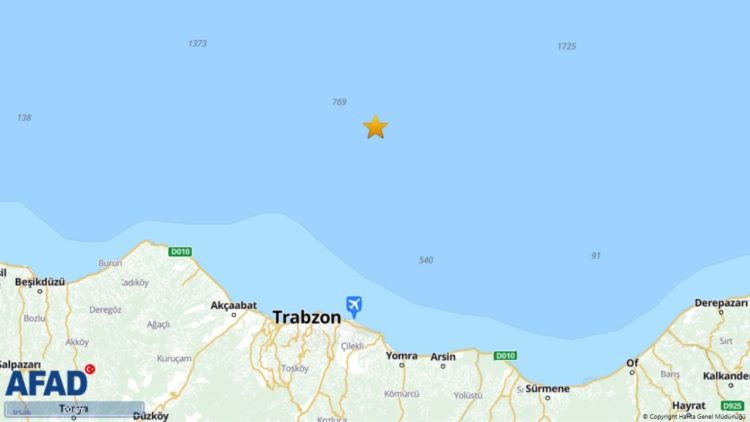 Trabzon’da 3.8 büyüklüğünde deprem meydana geldi