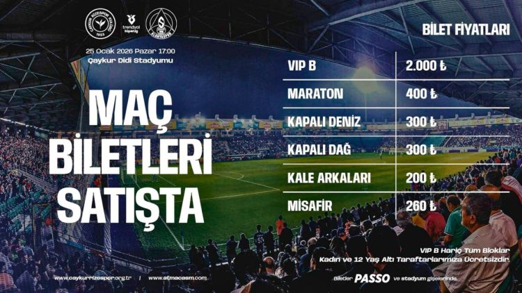 Çaykur Rizespor – Galatasaray maçının biletleri satışa çıktı.